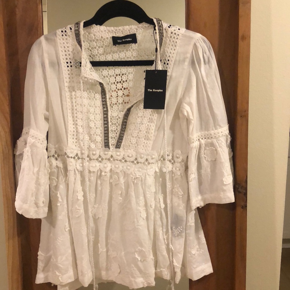 Kooples embellished white cotton top